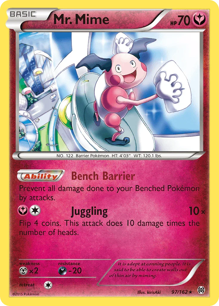 97, Darkness[-20], Fairy, Metal[×2], Normal, Rare, Reverse Holofoil, XY: BREAKthrough Mr. Mime (97/162) [XY: BREAKthrough] - Trading Card World