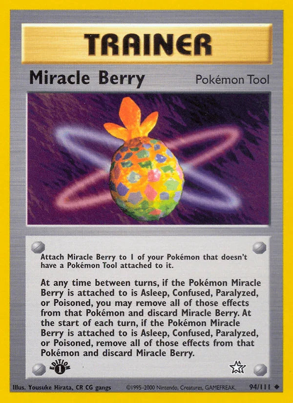 1st Edition Normal, 94, Item, Neo Genesis 1st Edition, Uncommon Miracle Berry (94/111) [Neo Genesis 1st Edition] - Trading Card World