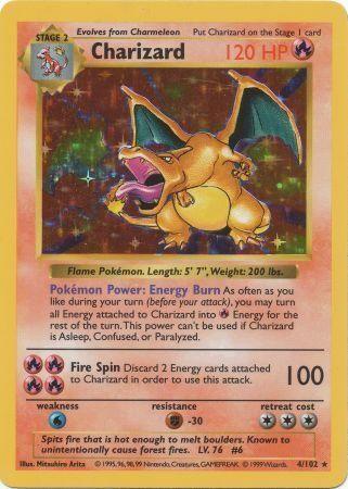 Base Set Shadowless Unlimited, Fighting[-30], Fire, Holo Rare, Holofoil, Water[×2] Charizard (4/102) [Base Set Shadowless Unlimited] - Trading Card World