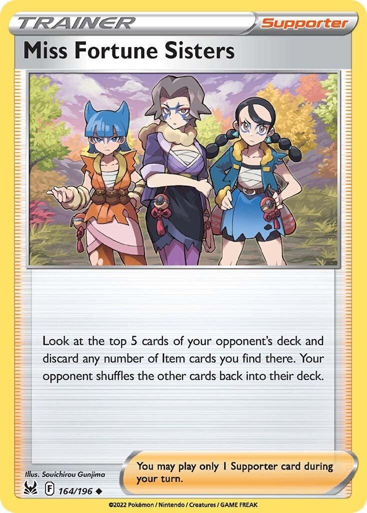 164, Normal, Reverse Holofoil, Supporter, Sword & Shield: Lost Origin, Uncommon Miss Fortune Sisters (164/196) [Sword & Shield: Lost Origin] - Trading Card World