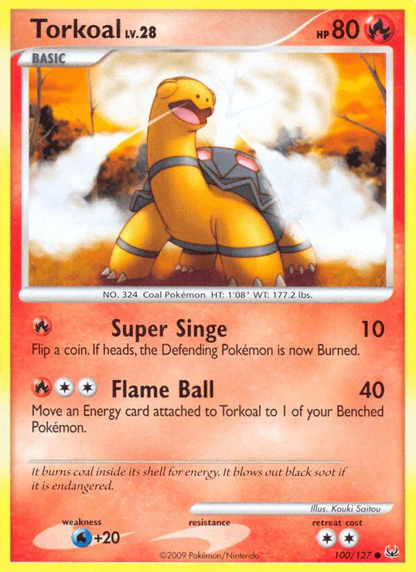 100, Common, Fire, Normal, Platinum: Base Set, Reverse Holofoil, Water[+20] Torkoal (100/127) [Platinum: Base Set] - Trading Card World