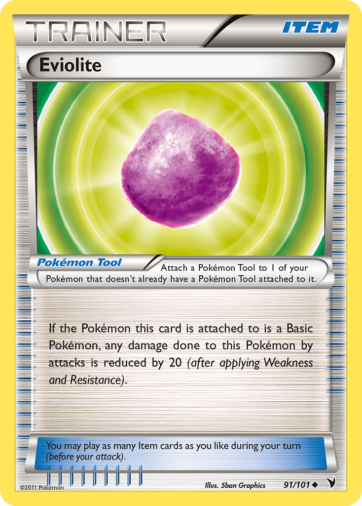91, Black & White: Noble Victories, Item, Normal, Reverse Holofoil, Uncommon Eviolite (91/101) [Black & White: Noble Victories] - Trading Card World