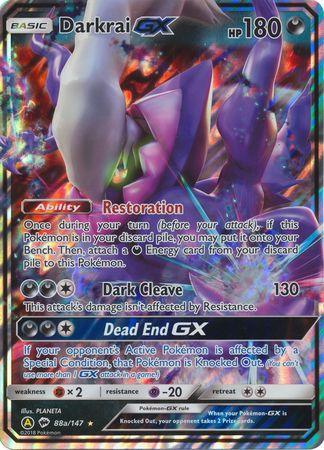 88a, Darkness, Fighting[×2], Holofoil, Promo, Psychic[-20], Sun & Moon: Burning Shadows Darkrai GX (88a/147) (Alternate card) (Jumbo Card) [Sun & Moon: Burning Shadows] - Trading Card World