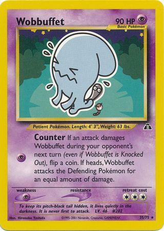 35, Neo Discovery Unlimited, Normal, Psychic, Psychic[×2], Rare Wobbuffet (35/75) [Neo Discovery Unlimited] - Trading Card World