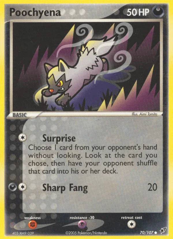 70, Common, Darkness, EX: Deoxys, Fighting[×2], Normal, Psychic[-30] Poochyena (70/107) [EX: Deoxys] - Trading Card World