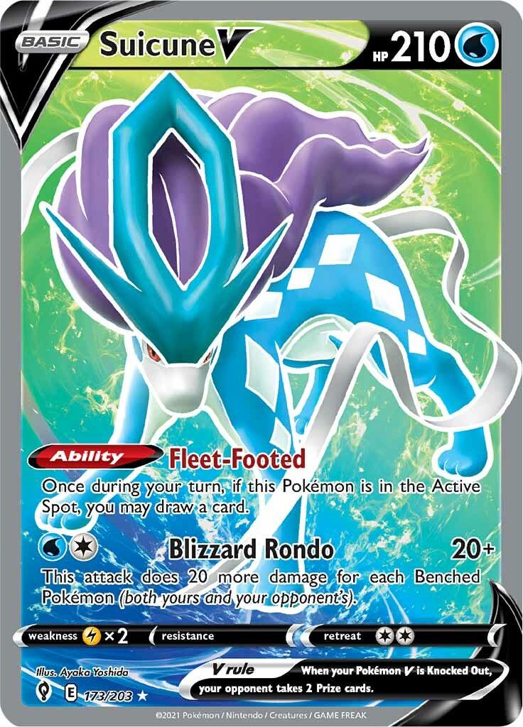 173, Holofoil, Lightning [x2], Sword & Shield: Evolving Skies, Ultra Rare, Water Suicune V (173/203) [Sword & Shield: Evolving Skies] - Trading Card World