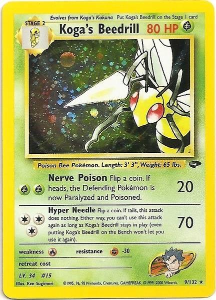 Fighting[-30], Fire[×2], Grass, Gym Challenge Unlimited, Holo Rare, Holofoil Koga's Beedrill (9/132) [Gym Challenge Unlimited] - Trading Card World