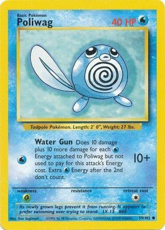 59, Base Set Unlimited, Common, Grass[×2], Normal, Water Poliwag (59/102) [Base Set Unlimited] - Trading Card World