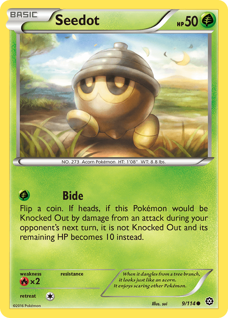 Common, Fire[×2], Grass, Normal, Reverse Holofoil, XY: Steam Siege Seedot (9/114) [XY: Steam Siege] - Trading Card World