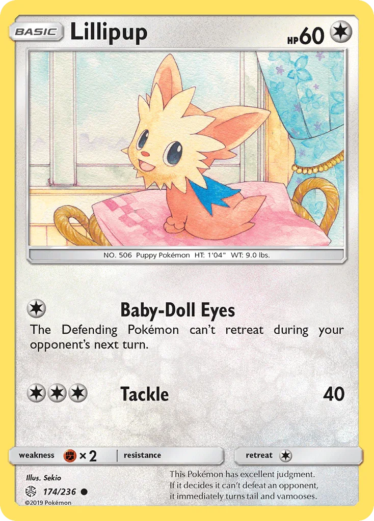 174, Colorless, Common, Fighting[×2], Normal, Reverse Holofoil, Sun & Moon: Cosmic Eclipse Lillipup (174/236) [Sun & Moon: Cosmic Eclipse] - Trading Card World