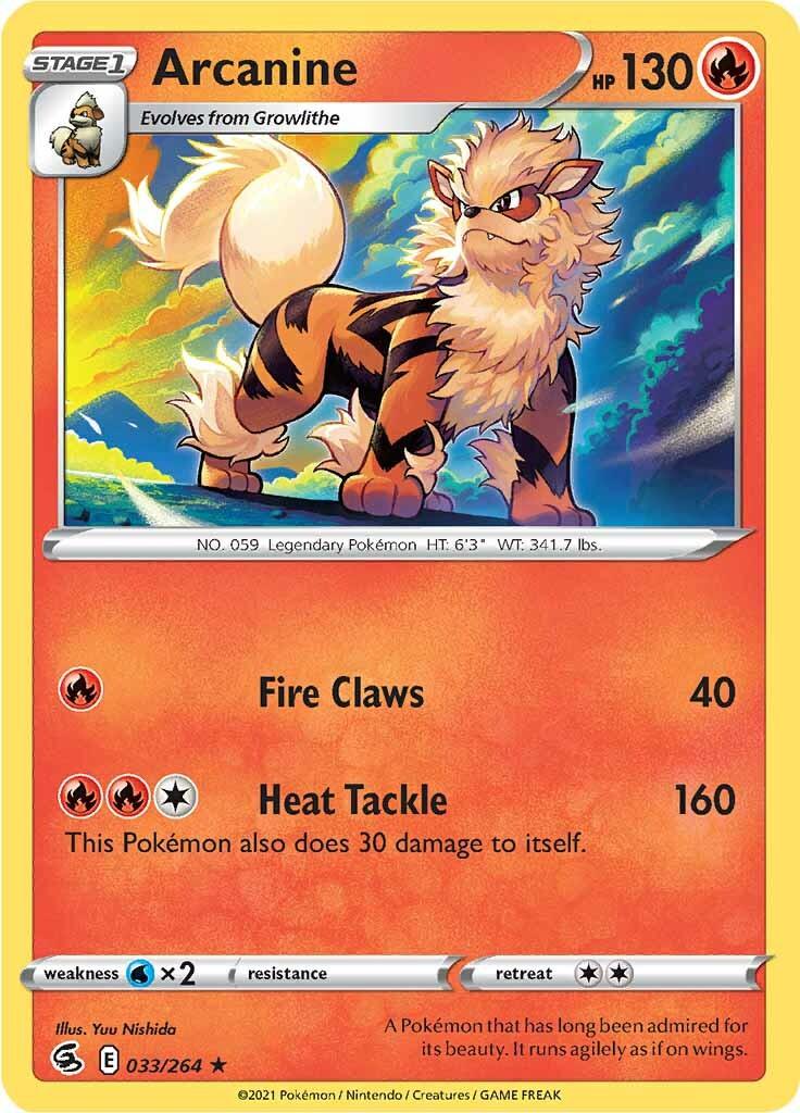 033, Fire, Normal, Rare, Reverse Holofoil, Sword & Shield: Fusion Strike, Water [x2] Arcanine (033/264) [Sword & Shield: Fusion Strike] - Trading Card World