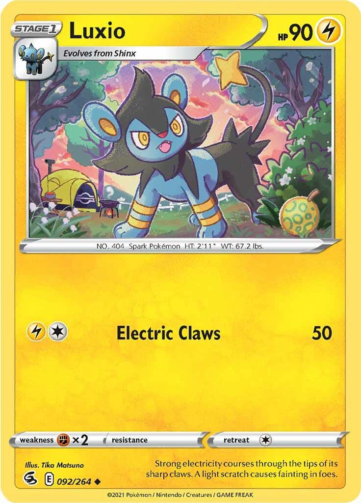 092, Fighting [x2], Lightning, Normal, Reverse Holofoil, Sword & Shield: Fusion Strike, Uncommon Luxio (092/264) [Sword & Shield: Fusion Strike] - Trading Card World
