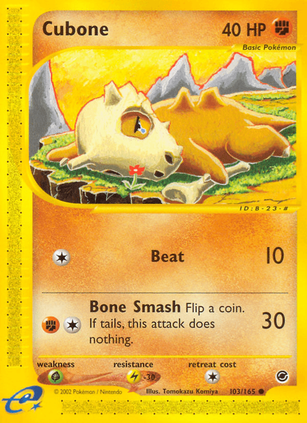103, Common, Expedition: Base Set, Fighting, Grass[×2], Lightning[-30], Normal, Reverse Holofoil Cubone (103/165) [Expedition: Base Set] - Trading Card World