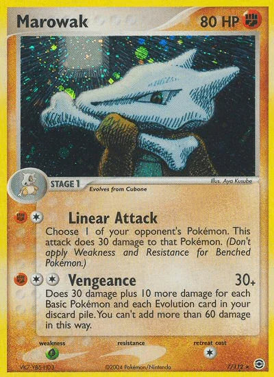EX: FireRed & LeafGreen, Fighting, Grass[×2], Holo Rare, Holofoil, Reverse Holofoil Marowak (7/112) [EX: FireRed & LeafGreen] - Trading Card World