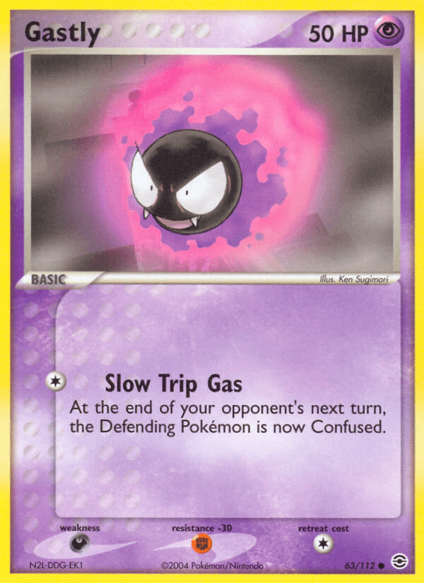 63, Common, Darkness[×2], EX: FireRed & LeafGreen, Fighting[-30], Normal, Psychic, Reverse Holofoil Gastly (63/112) [EX: FireRed & LeafGreen] - Trading Card World
