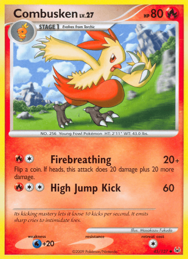 45, Fire, Normal, Platinum: Base Set, Reverse Holofoil, Uncommon, Water[+20] Combusken (45/127) [Platinum: Base Set] - Trading Card World