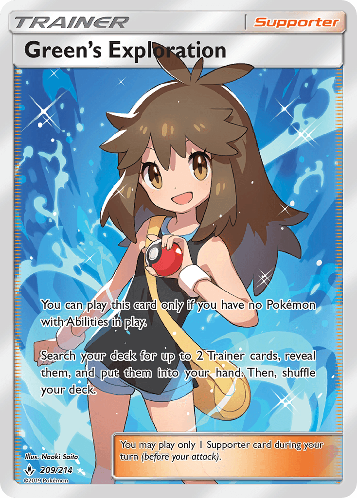 209, Holofoil, Sun & Moon: Unbroken Bonds, Supporter, Ultra Rare Green's Exploration (209/214) [Sun & Moon: Unbroken Bonds] - Trading Card World