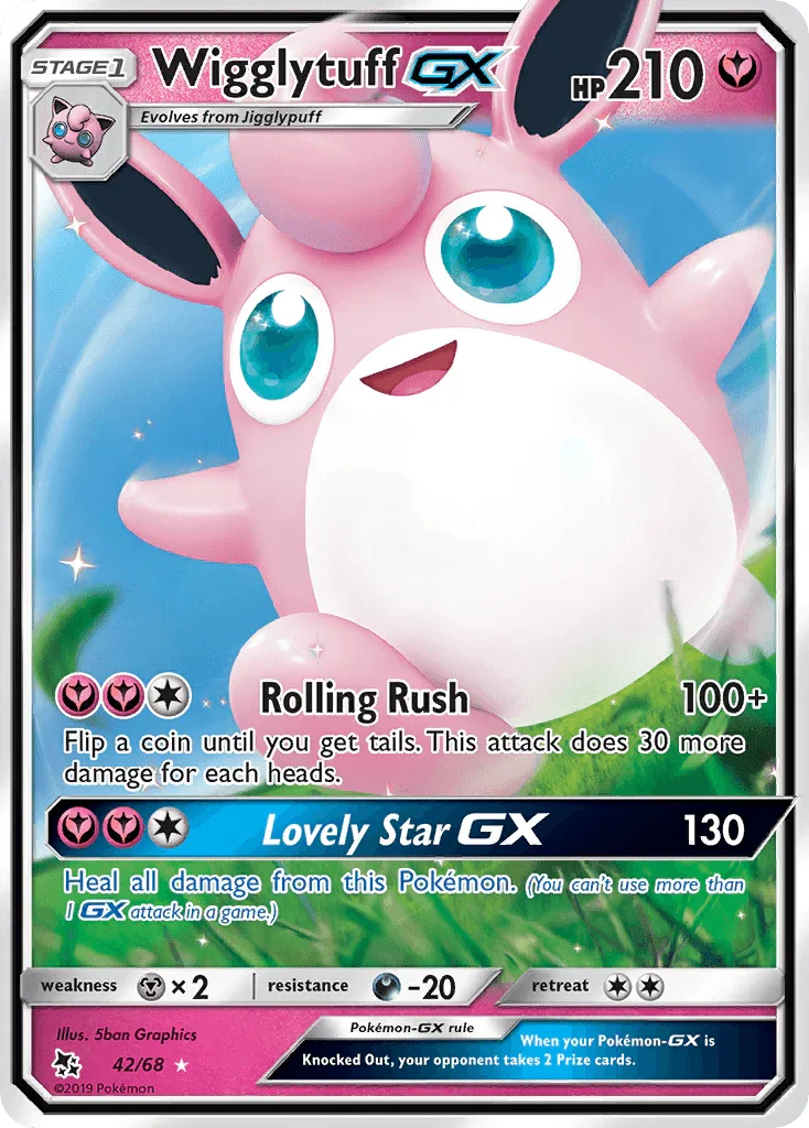 42, Darkness[-20], Fairy, Holofoil, Metal[×2], Sun & Moon: Hidden Fates, Ultra Rare Wigglytuff GX (42/68) [Sun & Moon: Hidden Fates] - Trading Card World