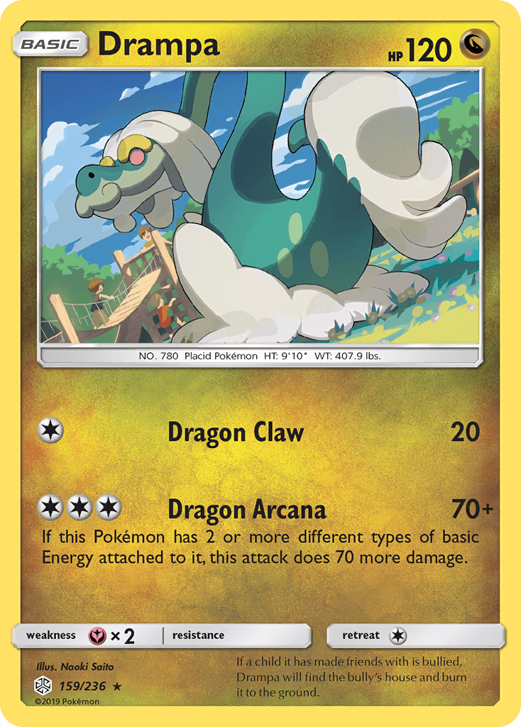 159, Dragon, Fairy[×2], Normal, Rare, Reverse Holofoil, Sun & Moon: Cosmic Eclipse Drampa (159/236) [Sun & Moon: Cosmic Eclipse] - Trading Card World