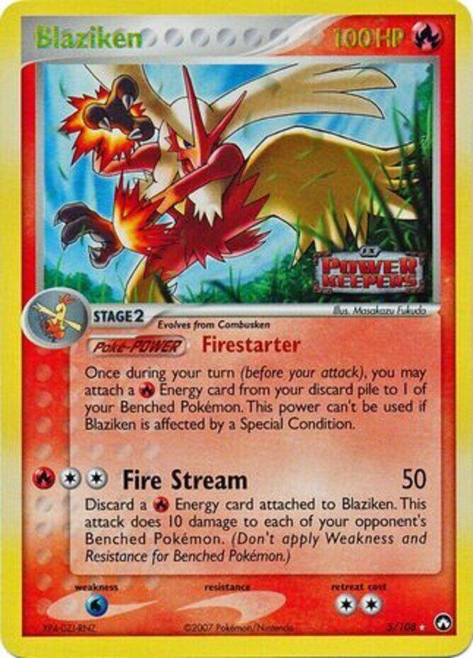 EX: Power Keepers, Fire, Holo Rare, Reverse Holofoil, Water[×2] Blaziken (5/108) (Stamped) [EX: Power Keepers] - Trading Card World