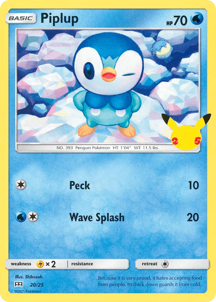 20, Holofoil, Lightning[×2], McDonald's 25th Anniversary, Normal, Promo, Water Piplup (20/25) [McDonald's 25th Anniversary] - Trading Card World
