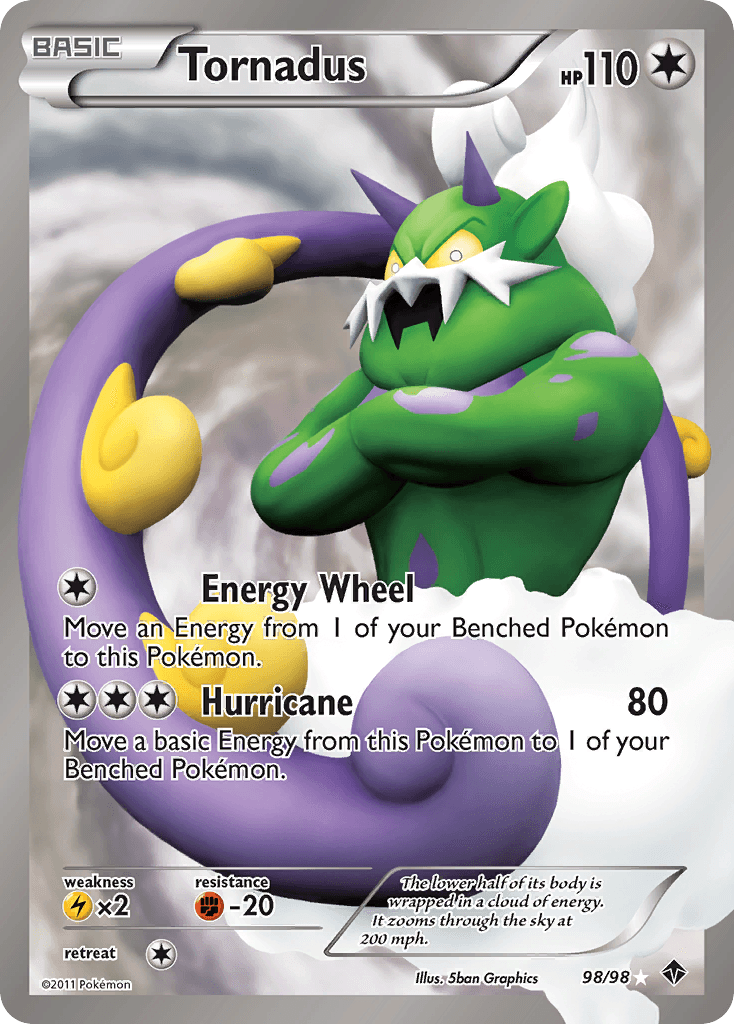 98, Black & White: Emerging Powers, Colorless, Fighting[-20], Holofoil, Lightning[×2], Ultra Rare Tornadus (98/98) [Black & White: Emerging Powers] - Trading Card World