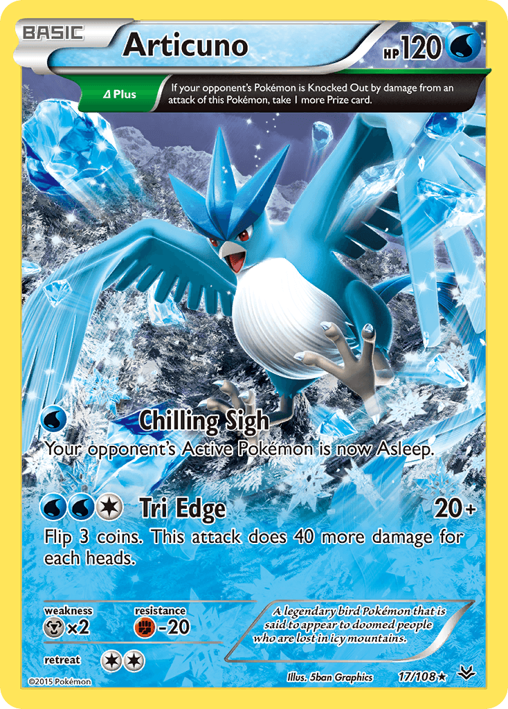 17, Fighting[-20], Metal[×2], Normal, Rare, Reverse Holofoil, Water, XY: Roaring Skies Articuno (17/108) [XY: Roaring Skies] - Trading Card World