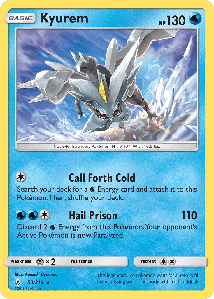 50, Holo Rare, Holofoil, Metal[×2], Reverse Holofoil, Sun & Moon: Unbroken Bonds, Water Kyurem (50/214) [Sun & Moon: Unbroken Bonds] - Trading Card World