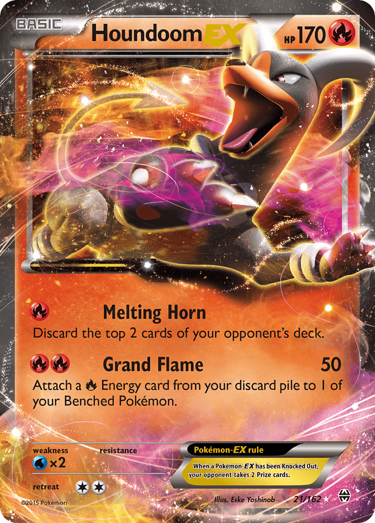 21, Fire, Holofoil, Ultra Rare, Water[×2], XY: BREAKthrough Houndoom EX (21/162) [XY: BREAKthrough] - Trading Card World