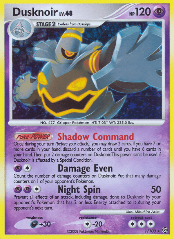Colorless[-20], Darkness[+30], Diamond & Pearl: Stormfront, Holo Rare, Holofoil, Psychic, Reverse Holofoil Dusknoir (1/100) [Diamond & Pearl: Stormfront] - Trading Card World