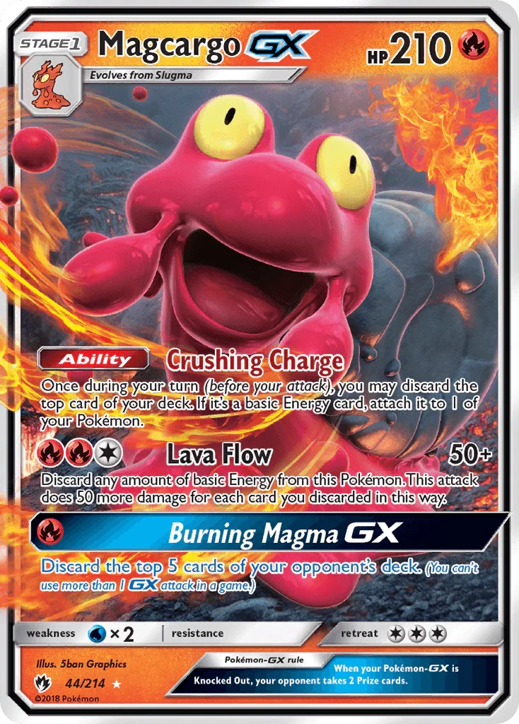 44, Fire, Holofoil, Sun & Moon: Lost Thunder, Ultra Rare, Water[×2] Magcargo GX (44/214) [Sun & Moon: Lost Thunder] - Trading Card World