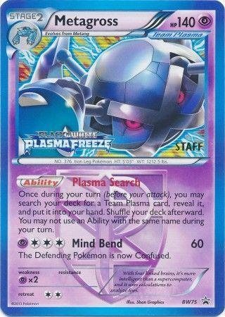 Black & White: Black Star Promos, BW75, Holofoil, Promo, Psychic, Psychic[×2] Metagross (BW75) (Team Plasma) (Staff Prerelease Promo) [Black & White: Black Star Promos] - Trading Card World
