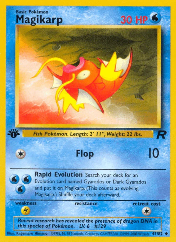1st Edition Normal, 47, Lightning[×2], Team Rocket 1st Edition, Uncommon, Water Magikarp (47/82) [Team Rocket 1st Edition] - Trading Card World