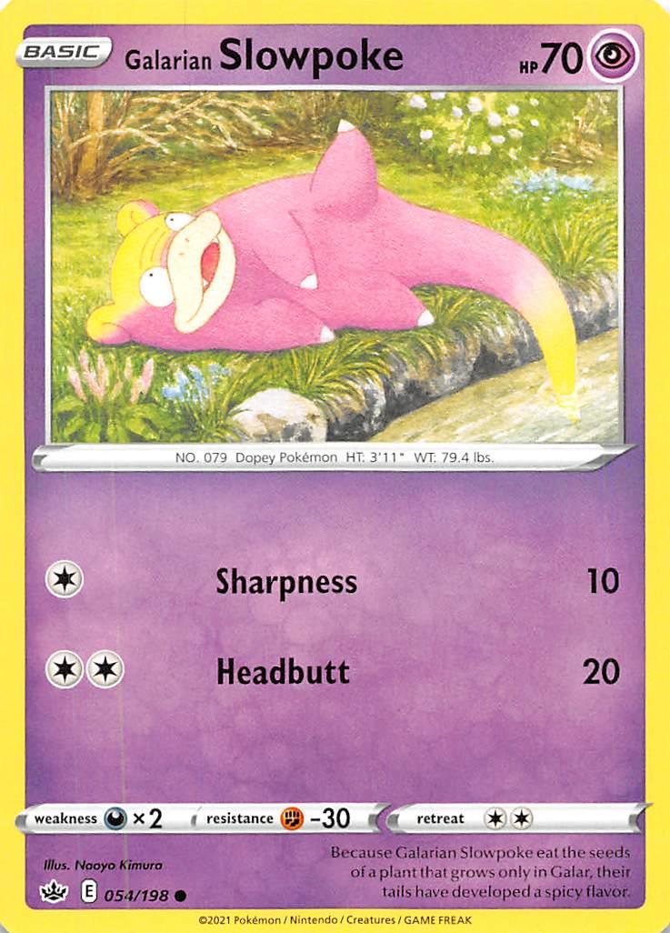 054, Common, Darkness [x2], Fighting [-30], Normal, Psychic, Reverse Holofoil, Sword & Shield: Chilling Reign Galarian Slowpoke (054/198) [Sword & Shield: Chilling Reign] - Trading Card World