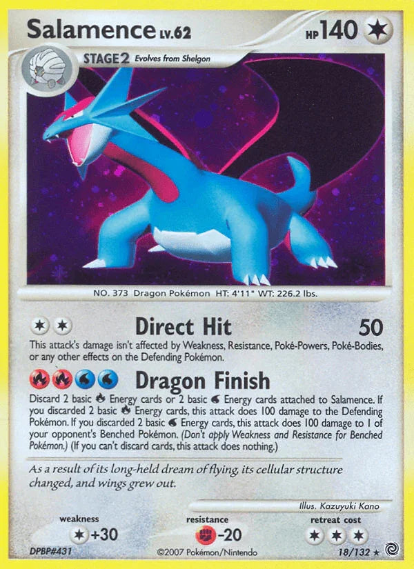 18, Colorless, Colorless[+30], Diamond & Pearl: Secret Wonders, Fighting[-20], Holo Rare, Holofoil, Reverse Holofoil Salamence (18/132) [Diamond & Pearl: Secret Wonders] - Trading Card World