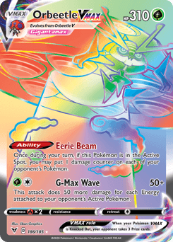 186, Fire[×2], Grass, Holofoil, Secret Rare, Sword & Shield: Vivid Voltage Orbeetle VMAX (186/185) [Sword & Shield: Vivid Voltage] - Trading Card World