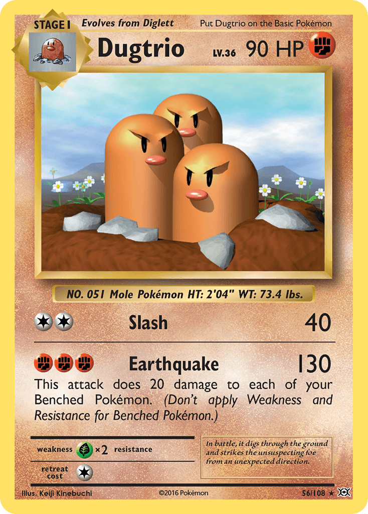 56, Fighting, Grass[×2], Normal, Rare, Reverse Holofoil, XY: Evolutions Dugtrio (56/108) [XY: Evolutions] - Trading Card World