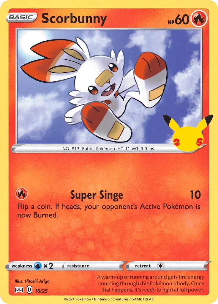 16, Fire, Holofoil, McDonald's 25th Anniversary, Normal, Promo, Water[×2] Scorbunny (16/25) [McDonald's 25th Anniversary] - Trading Card World