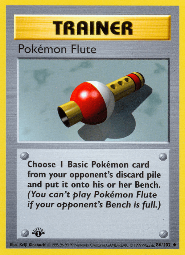 1st Edition Normal, 86, Base Set 1st Edition, Trainer, Uncommon Pokemon Flute (86/102) (Shadowless) [Base Set 1st Edition] - Trading Card World