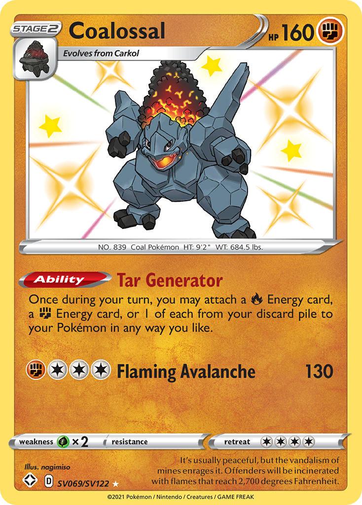 Fighting, Grass[×2], Holofoil, SV069, Sword & Shield: Shining Fates, Ultra Rare Coalossal (SV069/SV122) [Sword & Shield: Shining Fates] - Trading Card World