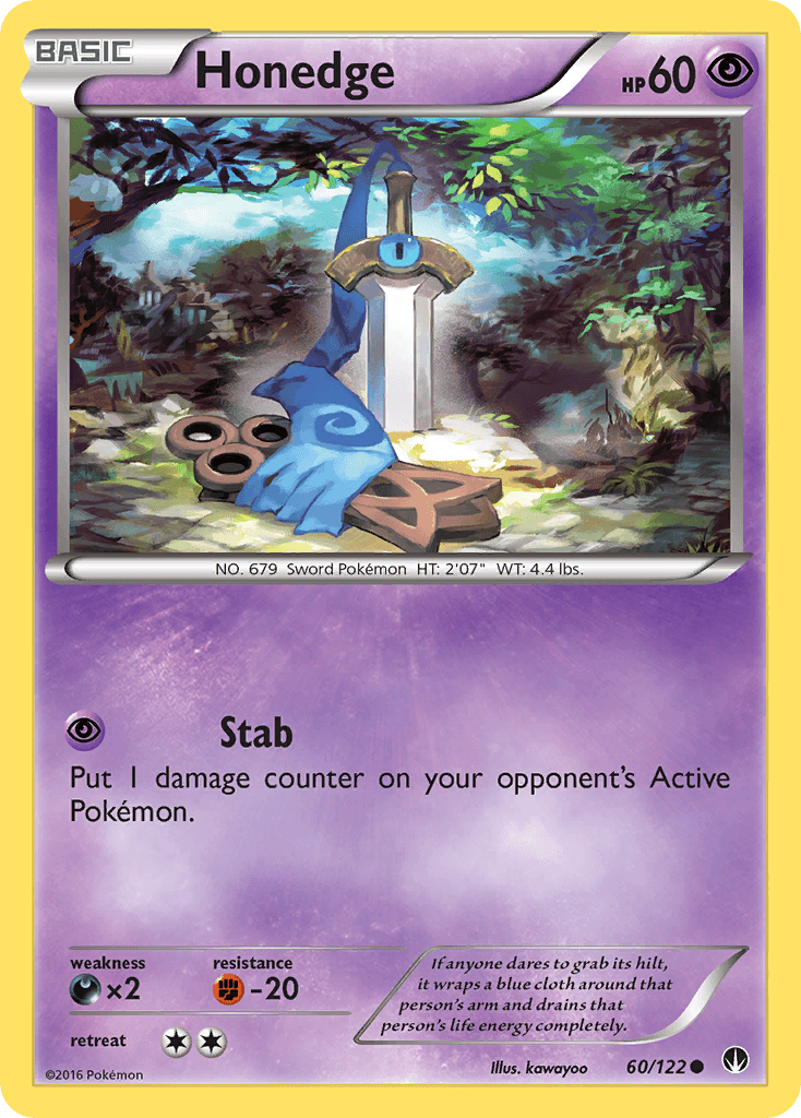 60, Common, Darkness[×2], Fighting[-20], Normal, Psychic, Reverse Holofoil, XY: BREAKpoint Honedge (60/122) [XY: BREAKpoint] - Trading Card World