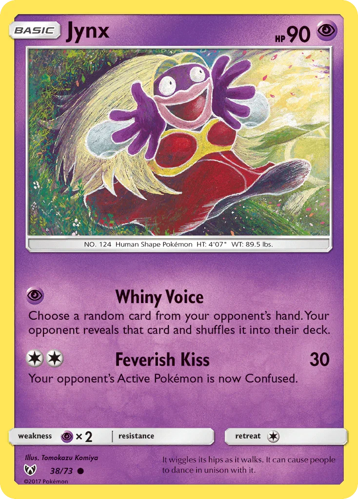 38, Common, Normal, Psychic, Psychic[×2], Reverse Holofoil, Sun & Moon: Shining Legends Jynx (38/73) [Sun & Moon: Shining Legends] - Trading Card World