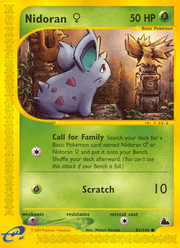 81, Common, Grass, Normal, Psychic[×2], Reverse Holofoil, Skyridge Nidoran (81/144) (Female) [Skyridge] - Trading Card World