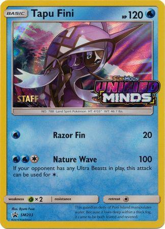 Grass[×2], Holofoil, Promo, SM203, Sun & Moon: Black Star Promos, Water Tapu Fini (SM203) (Staff Prerelease Promo) [Sun & Moon: Black Star Promos] - Trading Card World