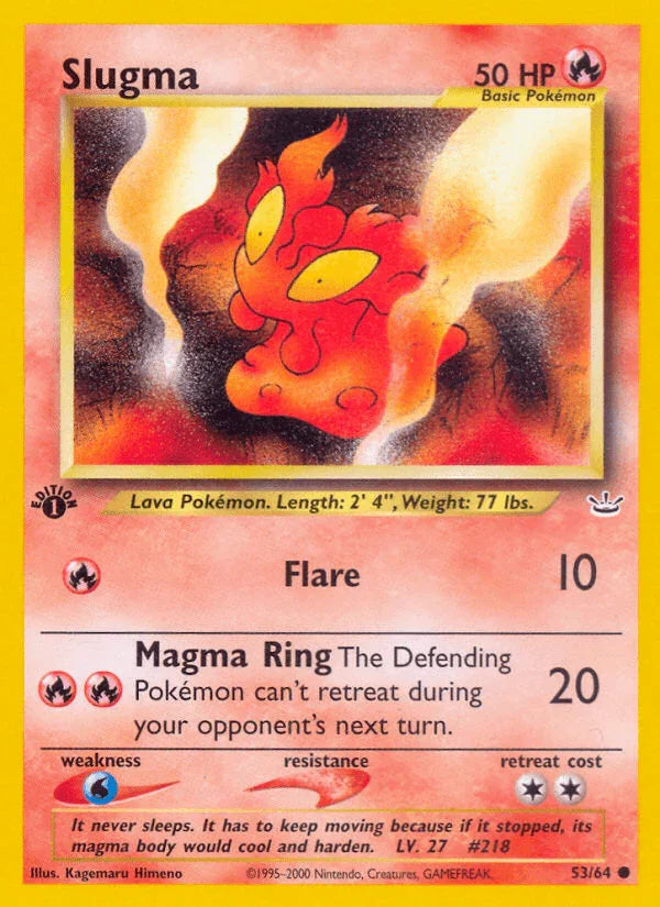 1st Edition Normal, 53, Common, Fire, Neo Revelation 1st Edition, Water[×2] Slugma (53/64) [Neo Revelation 1st Edition] - Trading Card World