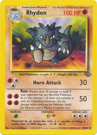 45, Fighting, Grass[×2], Jungle Unlimited, Lightning[-30], Normal, Uncommon Rhydon (45/64) [Jungle Unlimited] - Trading Card World