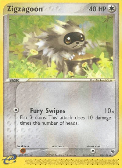 79, Colorless, Common, EX: Ruby & Sapphire, Fighting[×2], Normal, Reverse Holofoil Zigzagoon (79/109) [EX: Ruby & Sapphire] - Trading Card World