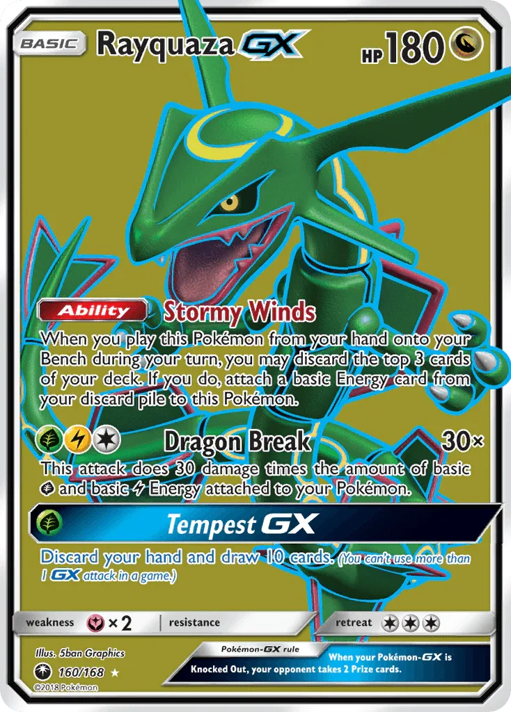 160, Dragon, Fairy[×2], Holofoil, Sun & Moon: Celestial Storm, Ultra Rare Rayquaza GX (160/168) [Sun & Moon: Celestial Storm] - Trading Card World
