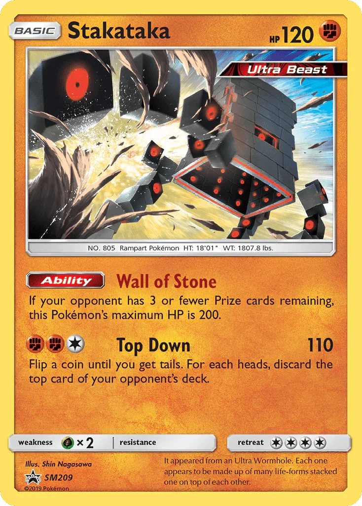Fighting, Grass [x2], Holofoil, Promo, SM209, Sun & Moon: Black Star Promos Stakataka (SM209) [Sun & Moon: Black Star Promos] - Trading Card World