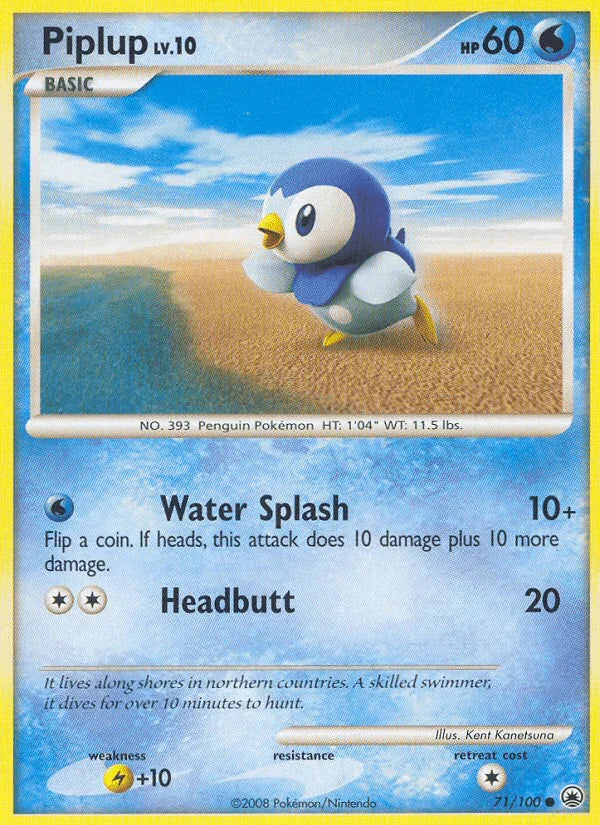 71, Common, Diamond & Pearl: Majestic Dawn, Lightning[+10], Normal, Reverse Holofoil, Water Piplup (71/100) [Diamond & Pearl: Majestic Dawn] - Trading Card World